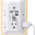 Surge Protector, Outlet Extender with Night Light, Addtam 5-Outlet Splitter and 4 USB Ports